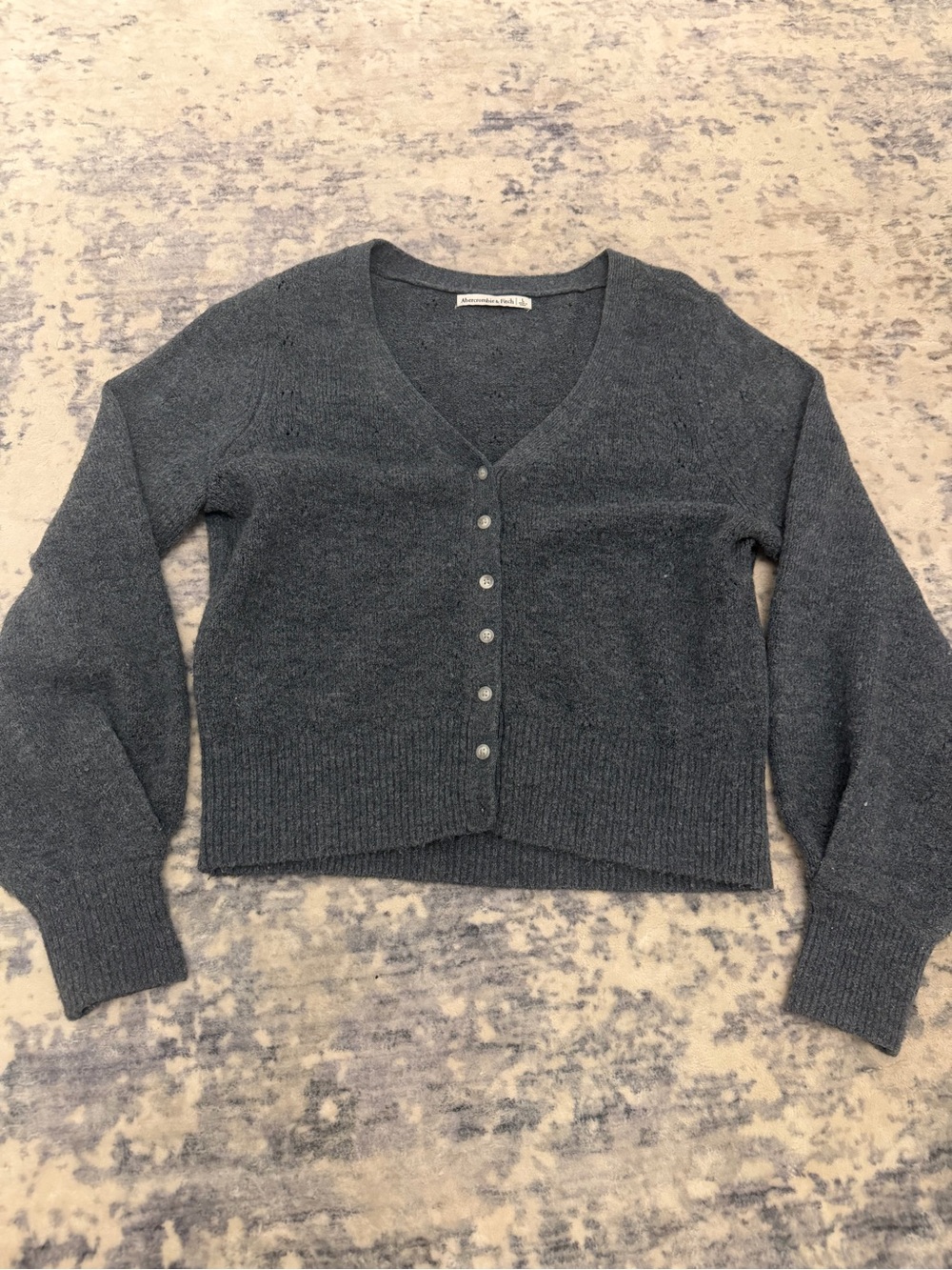Abercrombie & Fitch Charcoal V-Neck Button Front Cardigan